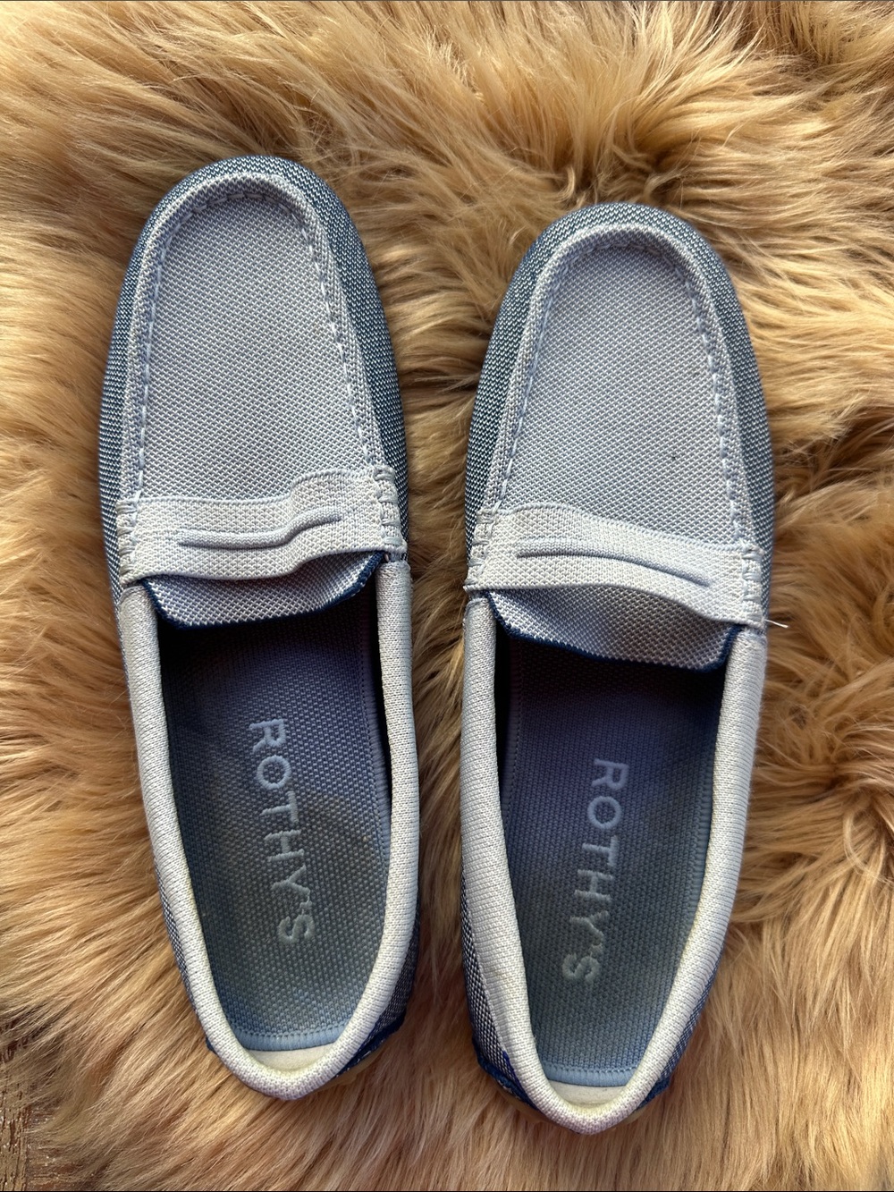 Rothy's Sky Blue Knit Slip-On Loafers